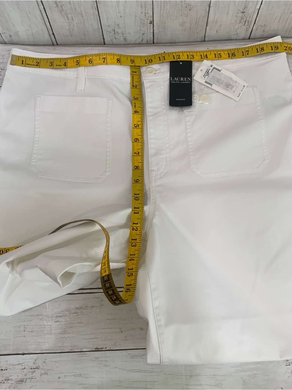 Lauren Ralph Lauren 14W Women's Stretch Chino Wide-Leg Cropped Pants  White NWT - Picture 12 of 13